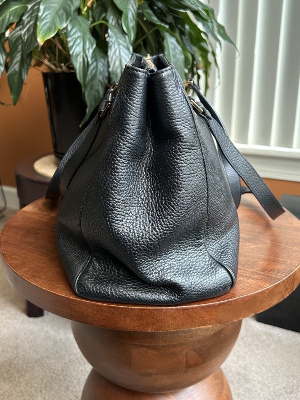 GIANNI VERSACE Medusa Leather Tote Bag, Black - Picture 7 of 14